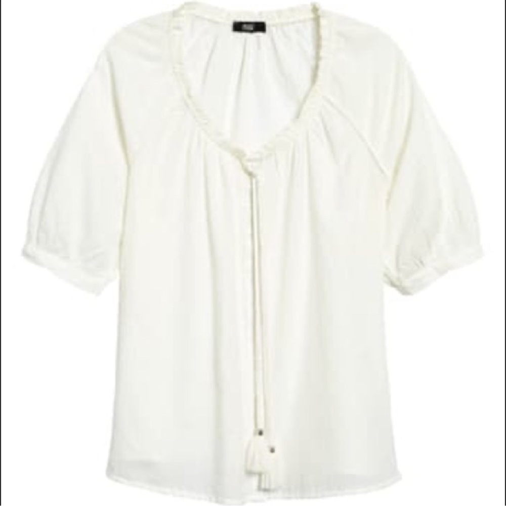 Women’s Paige Yoanna Tassel Tie Peasant Top White Size M